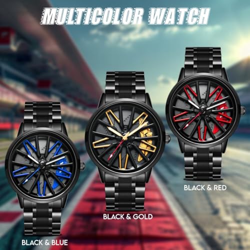 V2A Vortex Wheel Rolling Series Men's Analog Watch Black - Image 8