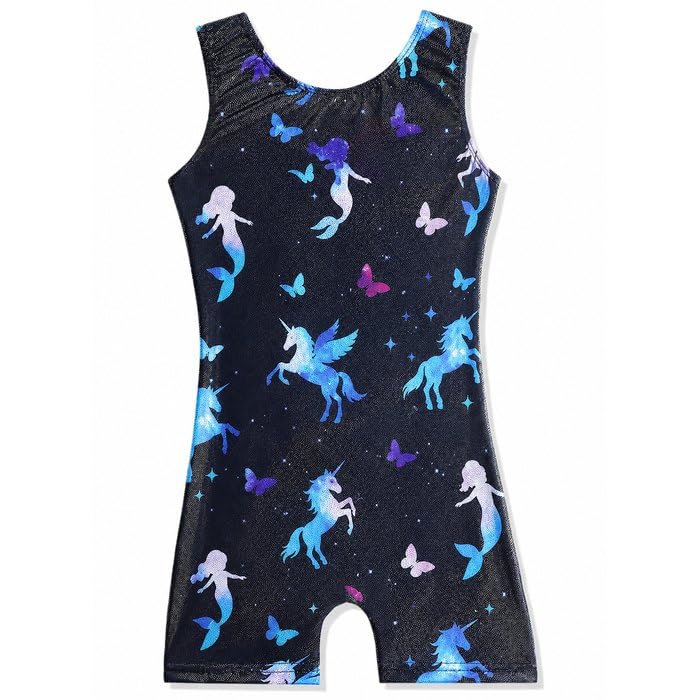HOZIY Gymnastics Leotards for Girls Unicorn Aurora Rainbow Mermaid Dinosaur Cupcake Sparkle Biketard Toddlers Kids Children