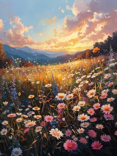 Pintura de diamante 5D completo flor cielo, manualidades para adultos fáciles y decorativas