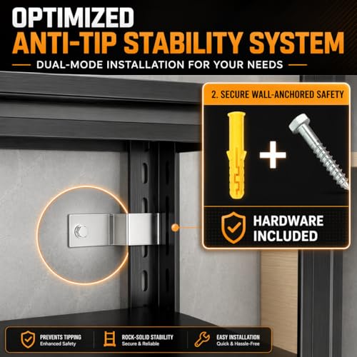 Upgrade 72" H Garage Shelving Unit, 3500LBS Heavy Duty 5-Tier Metal Storage Shelves with Anti-Fall Rails, Adjustable Industrial Steel Rack, Pantry Kitchen Basement Warehouse - Image 6