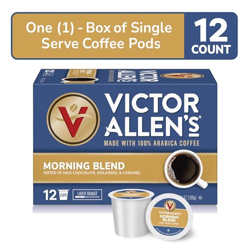 Image of Victor Allen's Coffee Morning Blend, Light Roast, 12 Count, Single Serve Coffee Pods for Keurig K-Cup Brewers