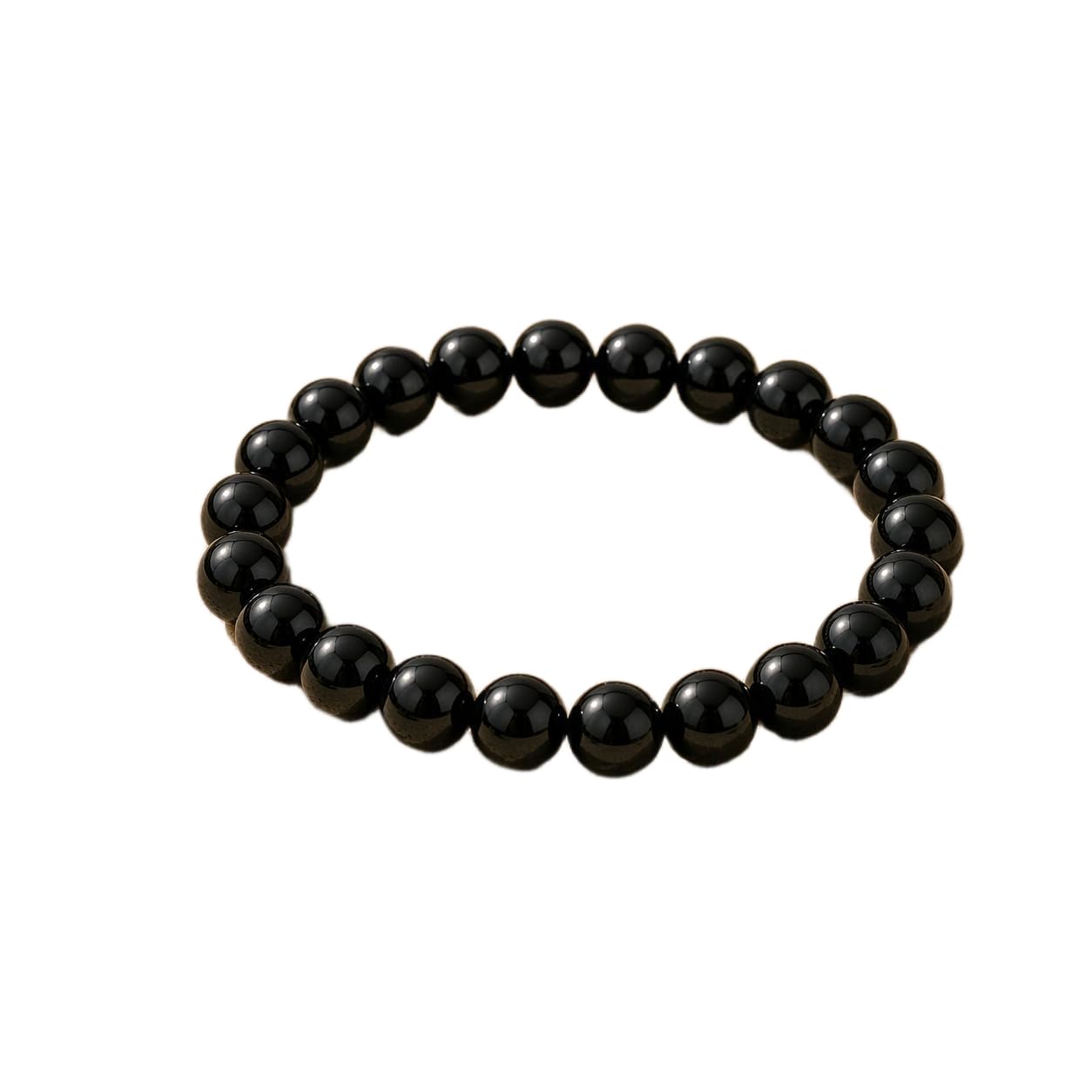 Black Obsidian Beaded Bracelet, Natural Black, Unisex, 8mm, Stretchable-image-43
