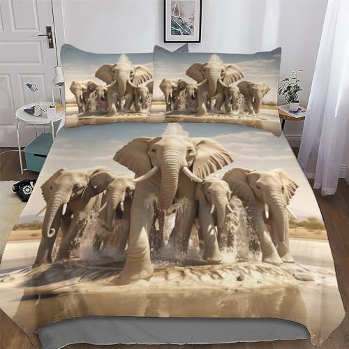 Housse de couette éléphant double 200x200 en microfibre douce