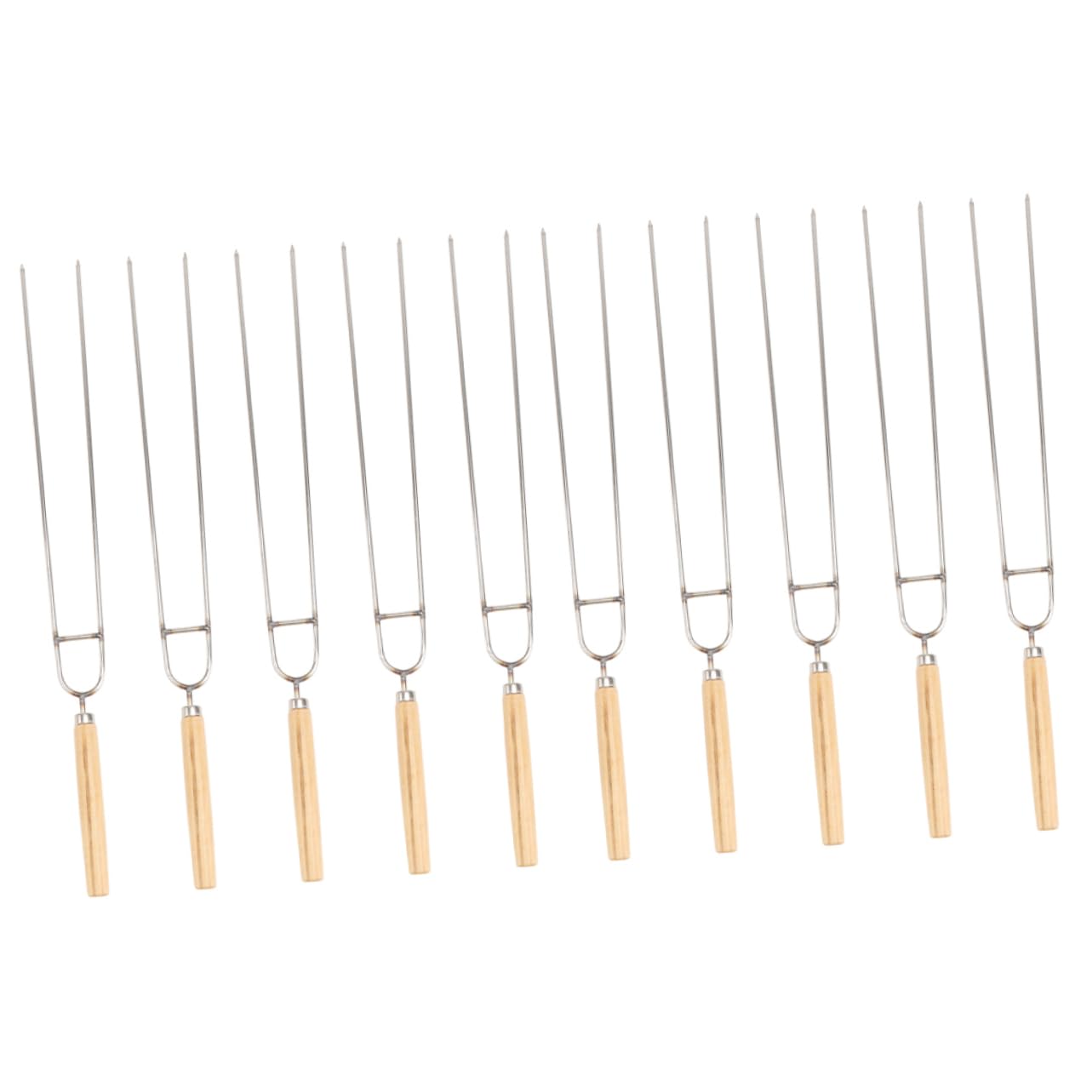 BESPORTBLE Non-magnetic Bbq Forks 10 Pack U-shaped Chicken Wing Forks Sturdy Stainless Steel Wood Handle Easy to Clean