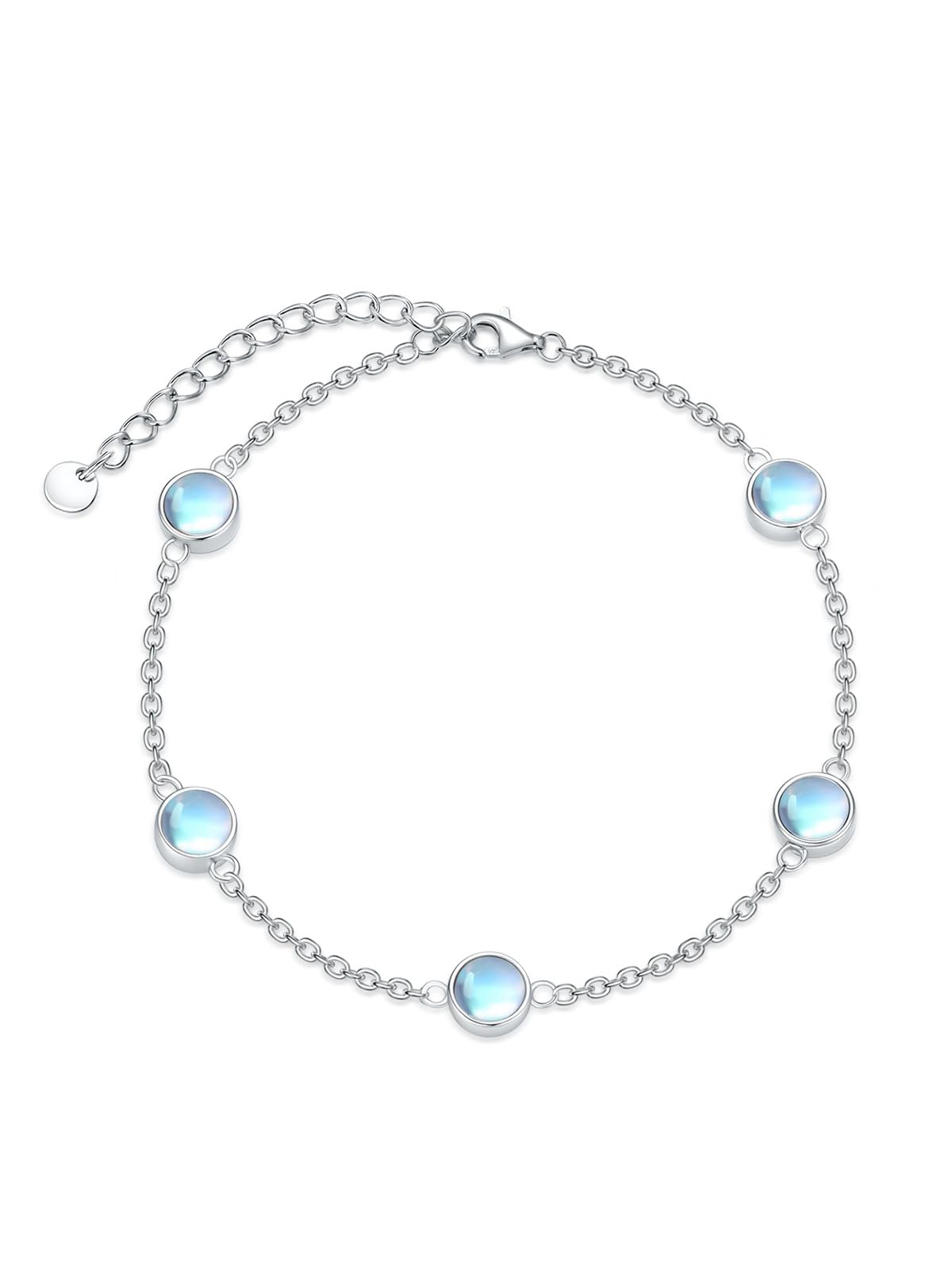 Dorunmo Ankle Bracelet for Women 925 Sterling Silver Natural Stone Bracelet Anklet Summer Beach Jewelry Birthday Gifts for Mom