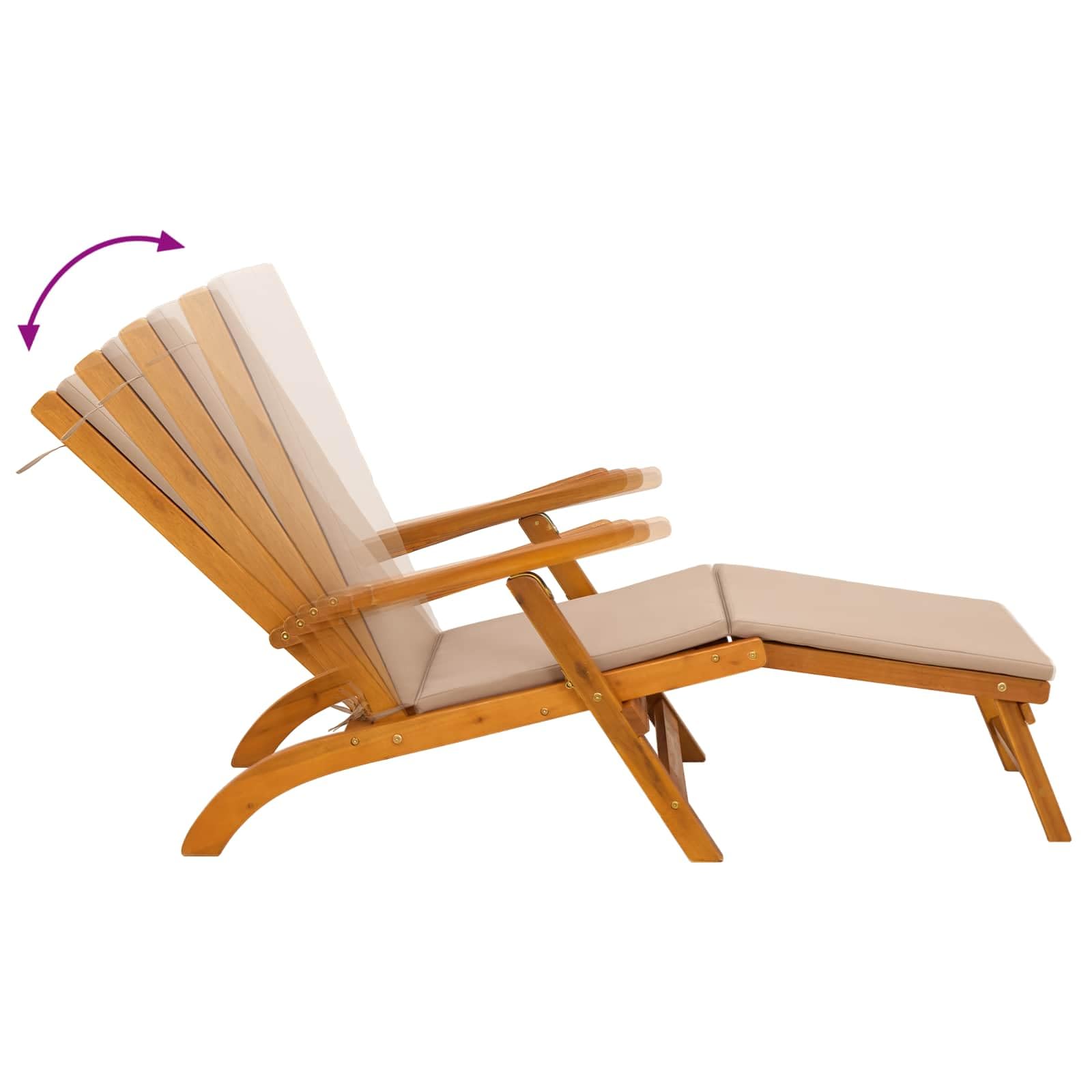 Leżak z litego drewna akacjowego, regulowany, składany, ze zintegrowanym podnóżkiem, ergonomiczny leżak ogrodowy na taras, balkon, do wypoczynku, odporny na warunki atmosferyczne, składany
