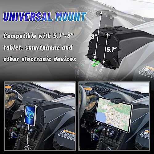 MDPROMCP Maverick X3 Tablet Holder with Storage Box, GPS Mount Compatible with Can Am Maverick X3 2017-2025 UTV Center Console Stable Phone Holder Accessories Replacement for 715002874