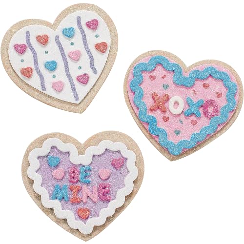 Fun Express Valentine Cookie Foam Magnets Craft Kit - Makes 12 - Valentine's Day Crafts for Kids
