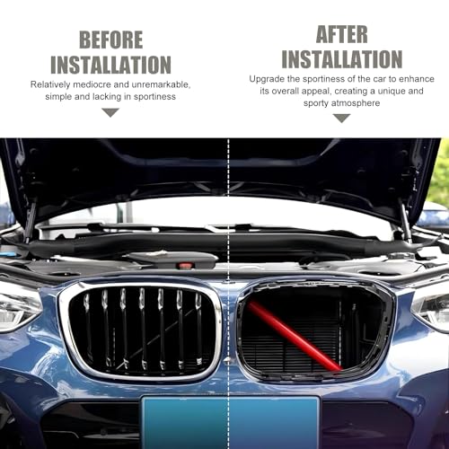 Image of 2PCS Car Grill Inserts Trims, Waterproof & Heat-resistant Vehicle Water Tank Exterior Trim, Personality Hood Grille Strips, Compatible with BMW V Brace Covers 1 2 3 4 5 6 7 Series (Red)