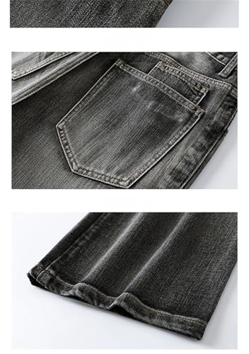 Men Vintage Straight Jeans Zipper with Pockets Pants Streetw Casual Washed Denim Trousers4