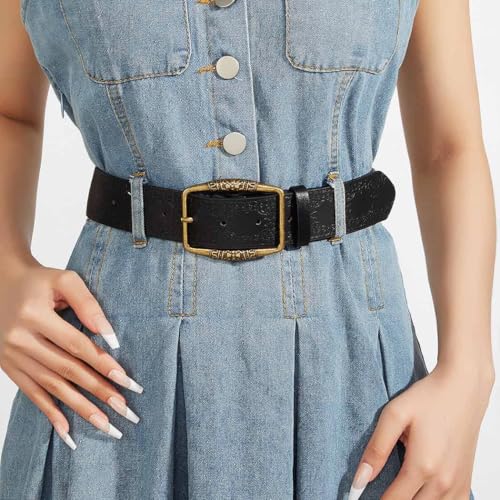 Cowboy Cowgirl Belts for Women Men Western Leather Belt for Jeans Pant Country Belt with Vintage Buckle2