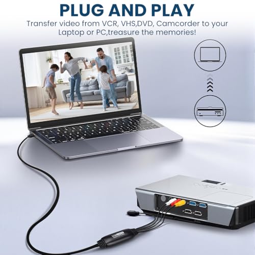 Image of ZORBES VHS to Digital Converter, USB2.0 Video Cpture Card, RCA AV to USB Audio Video Converter, 1080P Video Capture Device Convert VHS VCR DVD to Digital Adapter, Compatible with Windows, Mac OS