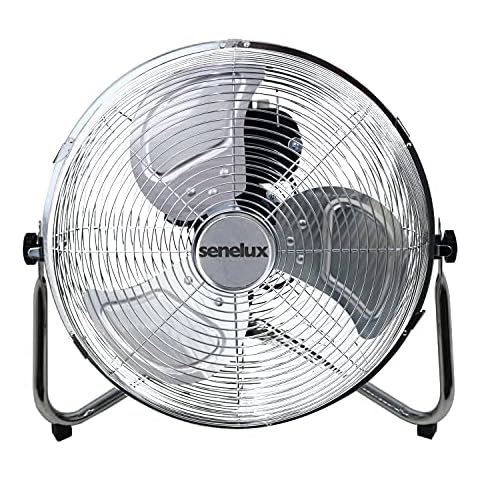 Senelux Chrome Floor Fan with Adjustable Tilt Cover