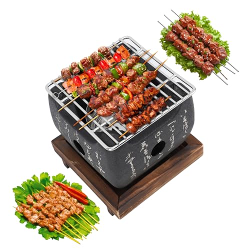 Topyond Japanese BBQ Grill, Charcoal Grill, Portable BBQ Stove, Mini Barbecue Plate, Fast Heating BBQ Grill, Household Grill Tools Accessories Indoor Outdoor Cooking for Family, 19.5x18cm by Topyond - Used condition - US$34.06