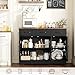 HOSTACK Modern Farmhouse Buffet Sideboard Cabinet, Barn Doors Storage Cabinet with Drawers and Shelves, Wood Coffee Bar with Storage for Dining Room, Kitchen, Living Room, Black/Rustic Brown
