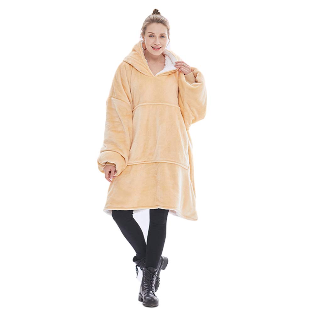 Oversized Hoodie Blanket, Casual Ultra Soft Sherpa Sweatshirt with Giant Pocket for Women Men