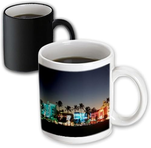Miniatura 3 de 3dRose 3dRose USA, Florida, Miami playa, Ocean Drive, Art Deco hoteles al anochecer. – Magic transformando taza, taza 11oz (_ 192146 _ 3),, color