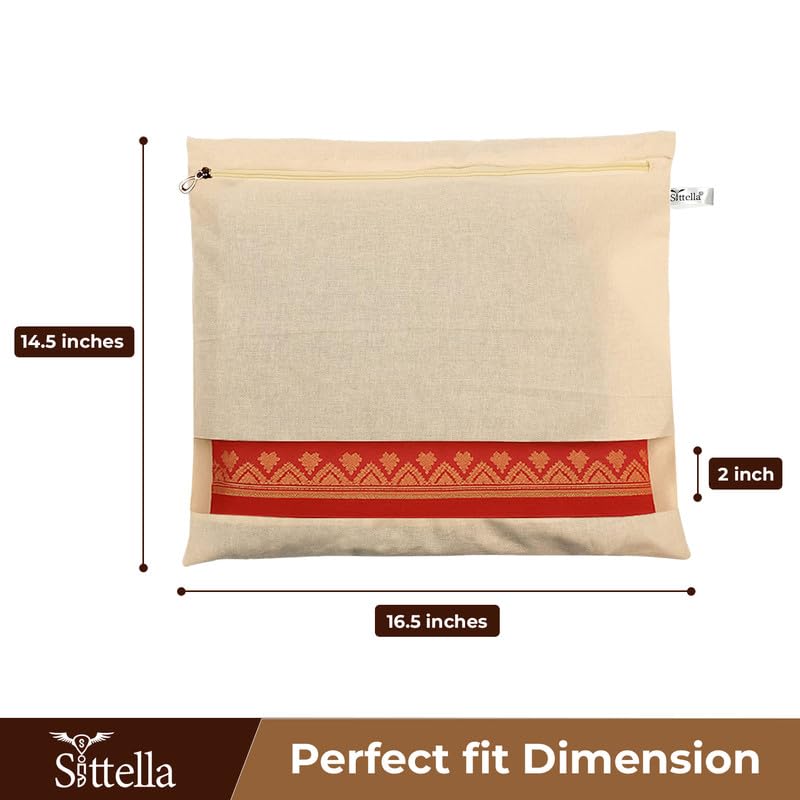 Image of SITTELLA Pack Of 10 Cotton Saree Clothes Bags /Covers /Poches For Storage With Zip Closure (16 X 14 Inches, Beige)