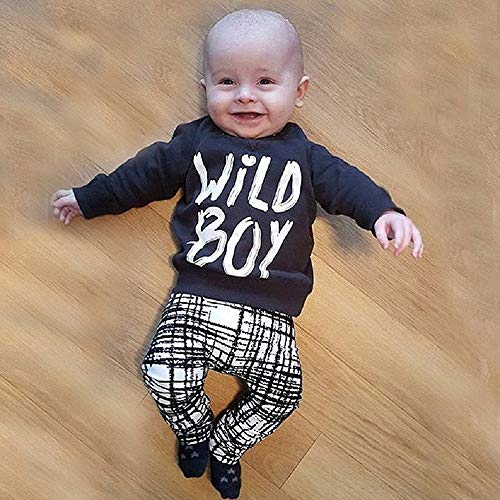 Toddler Baby Boys Clothes Wild Boy Letter Print T-Shirt Tops and Pants Outfits Set Autumn Winter2