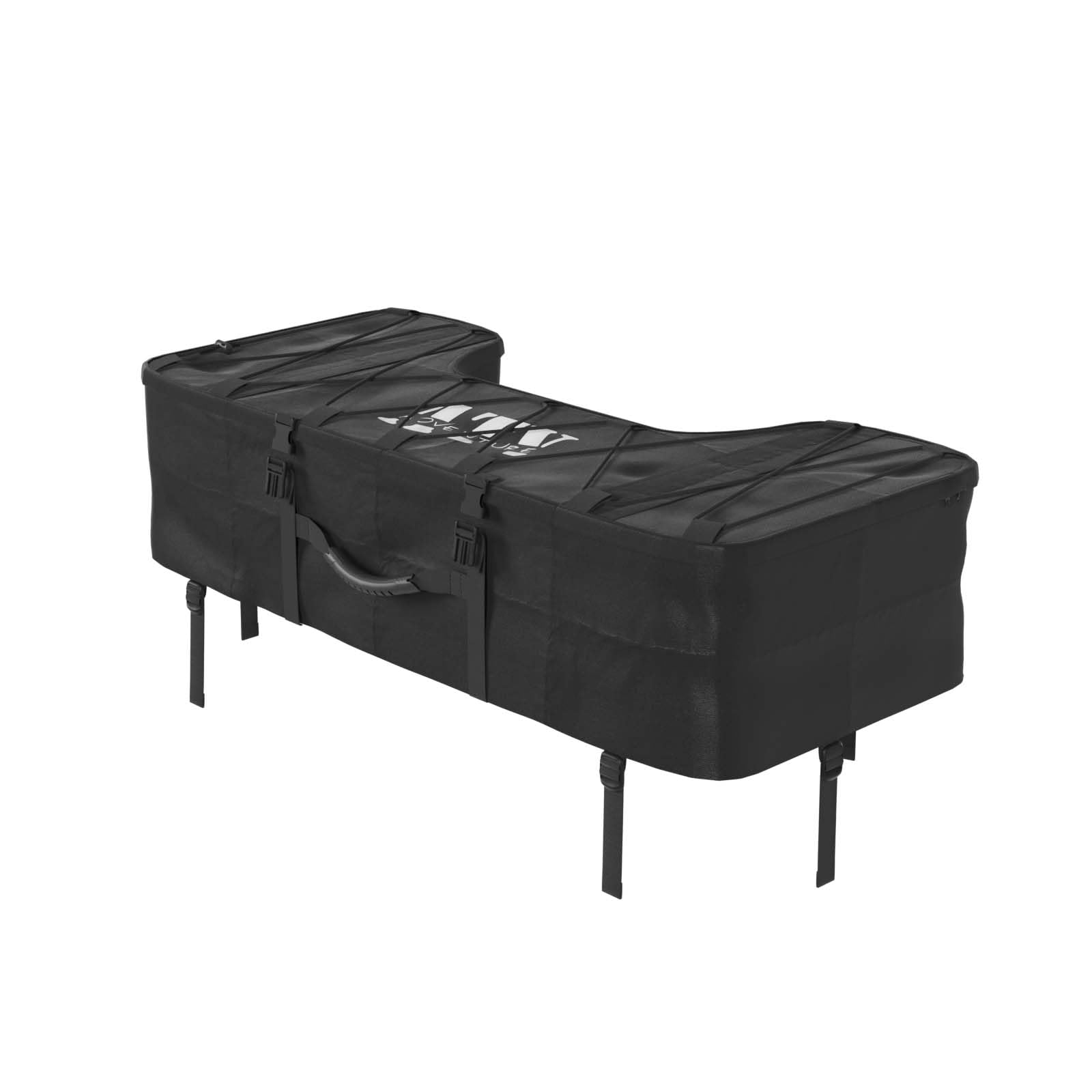 QLS Borsa per ATV, Montaggio Posteriore, Tasca Quadrupla con Tasca Speciale per Cartella, Nero, 93 x 27 x 43 cm