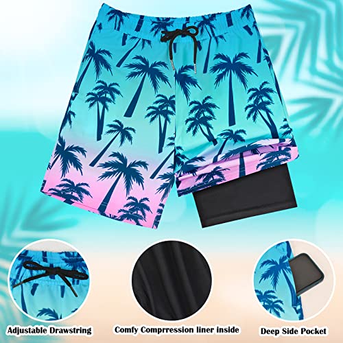 5 Inch Boys Swim Trunks Shorts Size 14-16 Boy Swimsuit Kids Beach Toddler Shorts Boys' Swim Suit Compression Liner Boys Bathing Suit Athletic Running Gym Funny Swim Trunks Dress Shorts (Coconut Tree) #TOP1