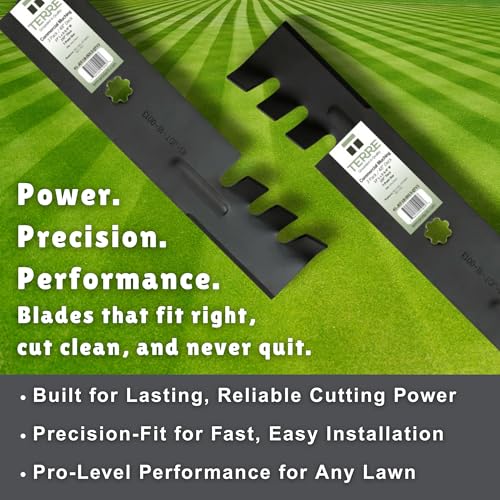 Terre Products, 3 Pack Commercial Mulching Lawn Mower Blades, 48 Inch Deck, Compatible with John Deere LA130, LA140, LA145, LA155, LA165, Replacement for John Deere GX21784, GY20852, GX21786, AM141035