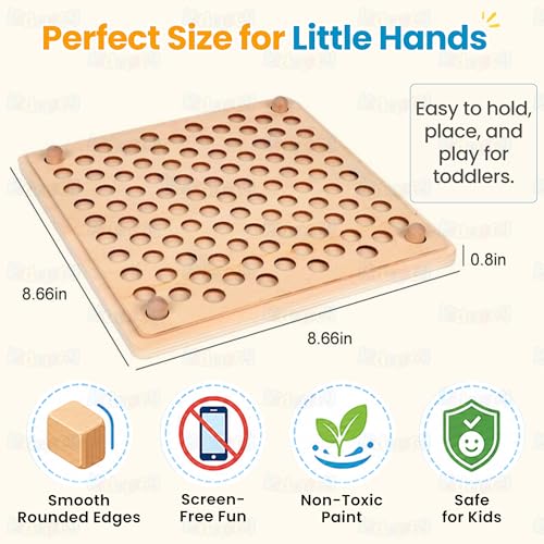 Image of Kidology Wooden Color Sorting Bead Toy | Color Matching, Sorting, and Counting Board Puzzle with 77 Colorful Beads, Cups, and Pattern Cards Toy for Babies and Toddlers