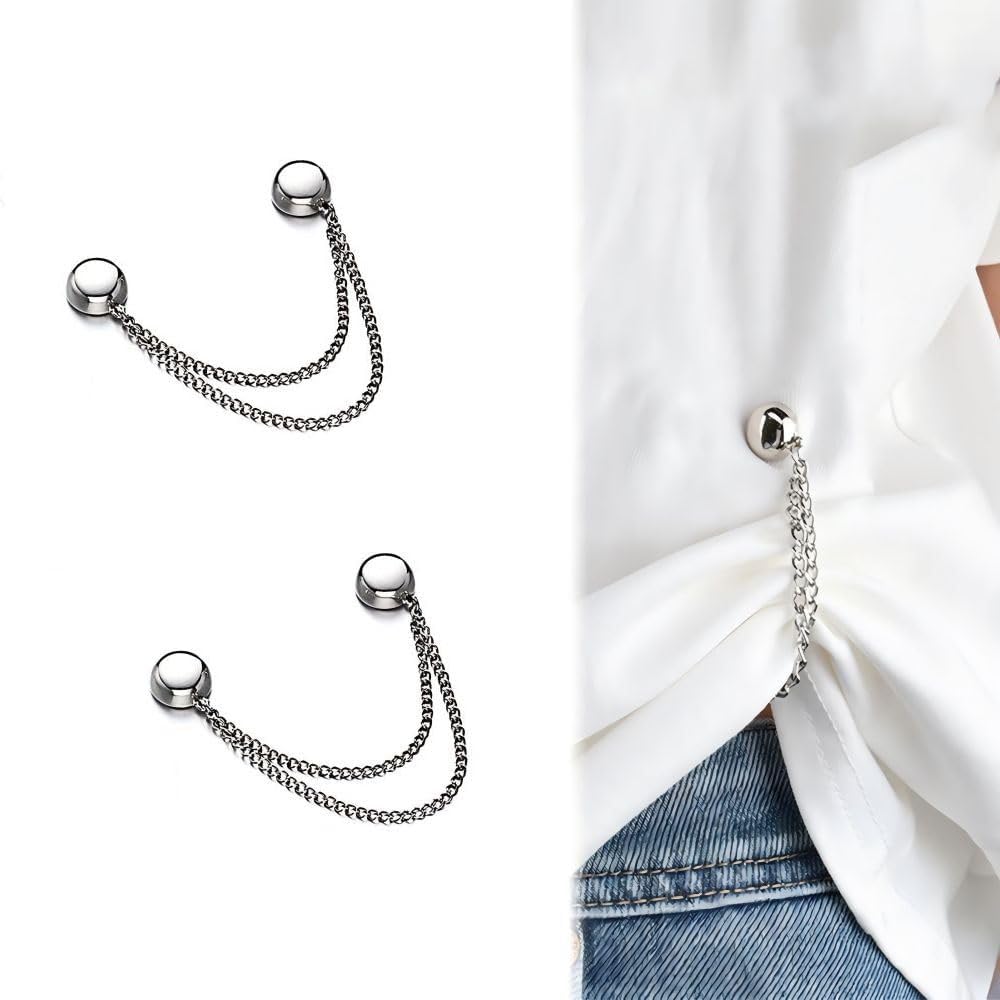 Krupasadhya Magnetic Clothing Clip, Metal Pinless Brooch Clothes Hijab, Scarf Saree, Magnets Chain Cuff Holder, Multi-Use Pinless Brooch Clothes Magnets Pins for Women Men(Pack of 2)