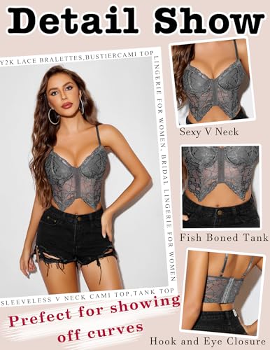 Image of Avidlove Lace Bralettes for Women Y2k Camisole Lingerie Adjustable Strap Crop Top