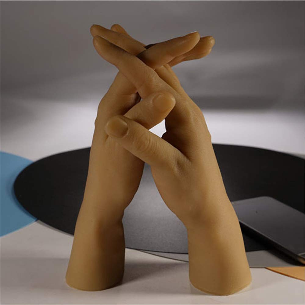Mains de Mannequin en Silicone réaliste pour Femme - Mains de Pratique de manucure - Doigts - Modèle de Pratique des Ongles - Main Flexible et Mobile en Silico(B Main Droite