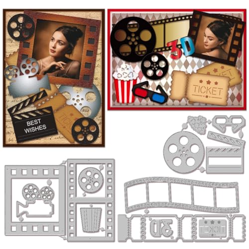 GLOBLELAND Matrices de Découpe de Cadre de Projecteur Billets de Cinéma en Métal Cadre de Film Matrices de Découpe Modèles pour Scrapbooking Journal Gaufrage...