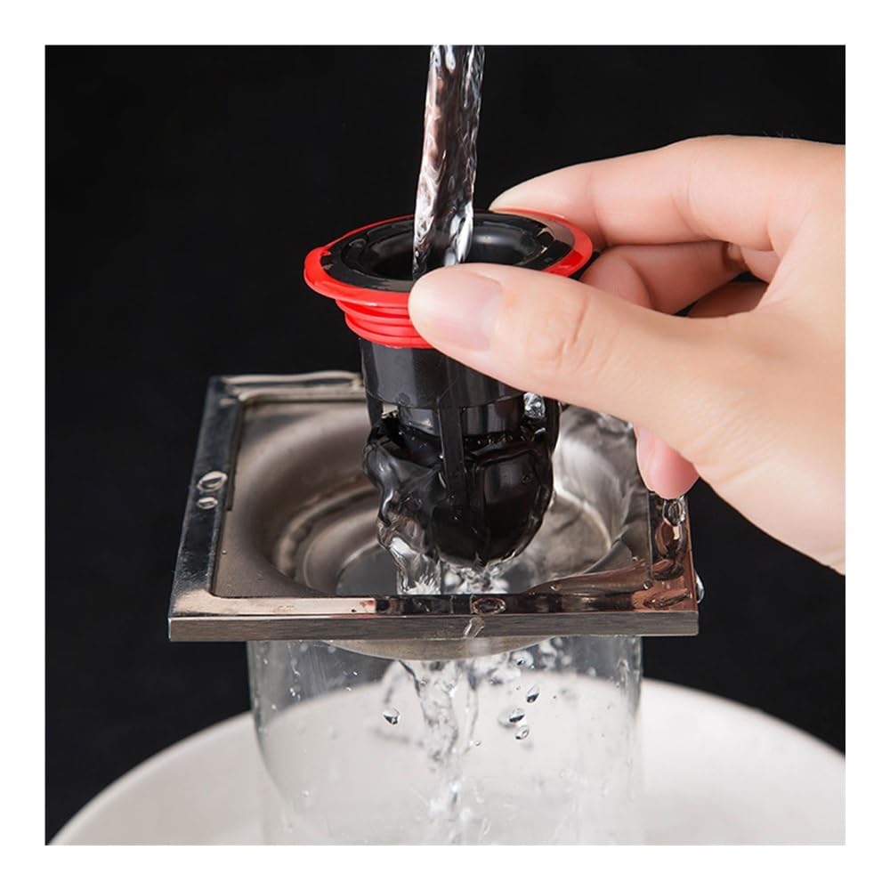 Deo-Abflusskern, WC-, Badezimmer-Bodenabtropfer, Innenkern, Kanalisation, Schädlingsbekämpfung, Silikon, geruchshemmend, Wasserdichtung, kein Geruch, Schwarz, 4 Stück