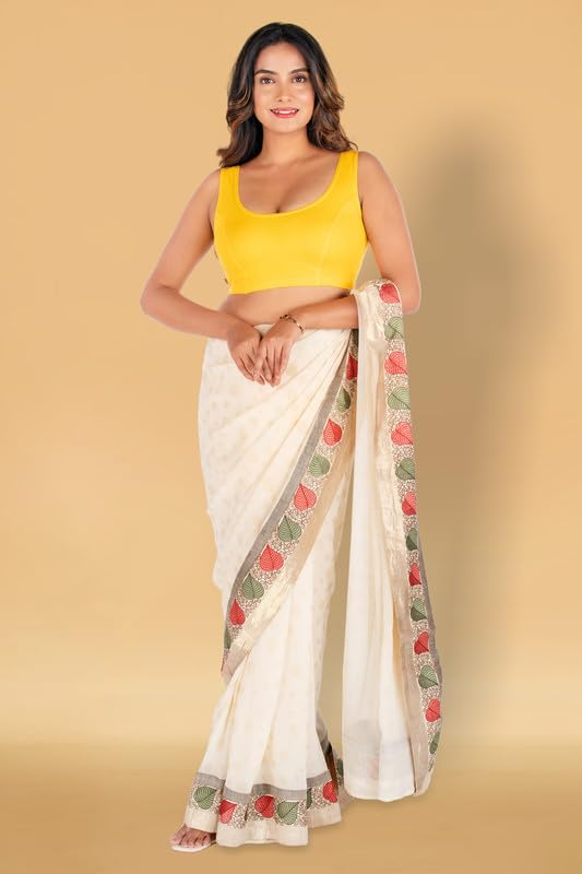 Image of Abhi Cotton Readymade Saree Blouse for Women- Sleeveless, U-Neck, Regular-fit, Stretchable, Pull-on Style