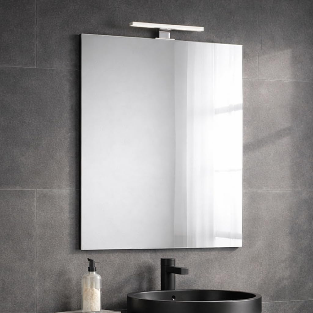 Kiamami Valentina Specchio Bagno 80x60 Reversibile con Lampada Led Cromata