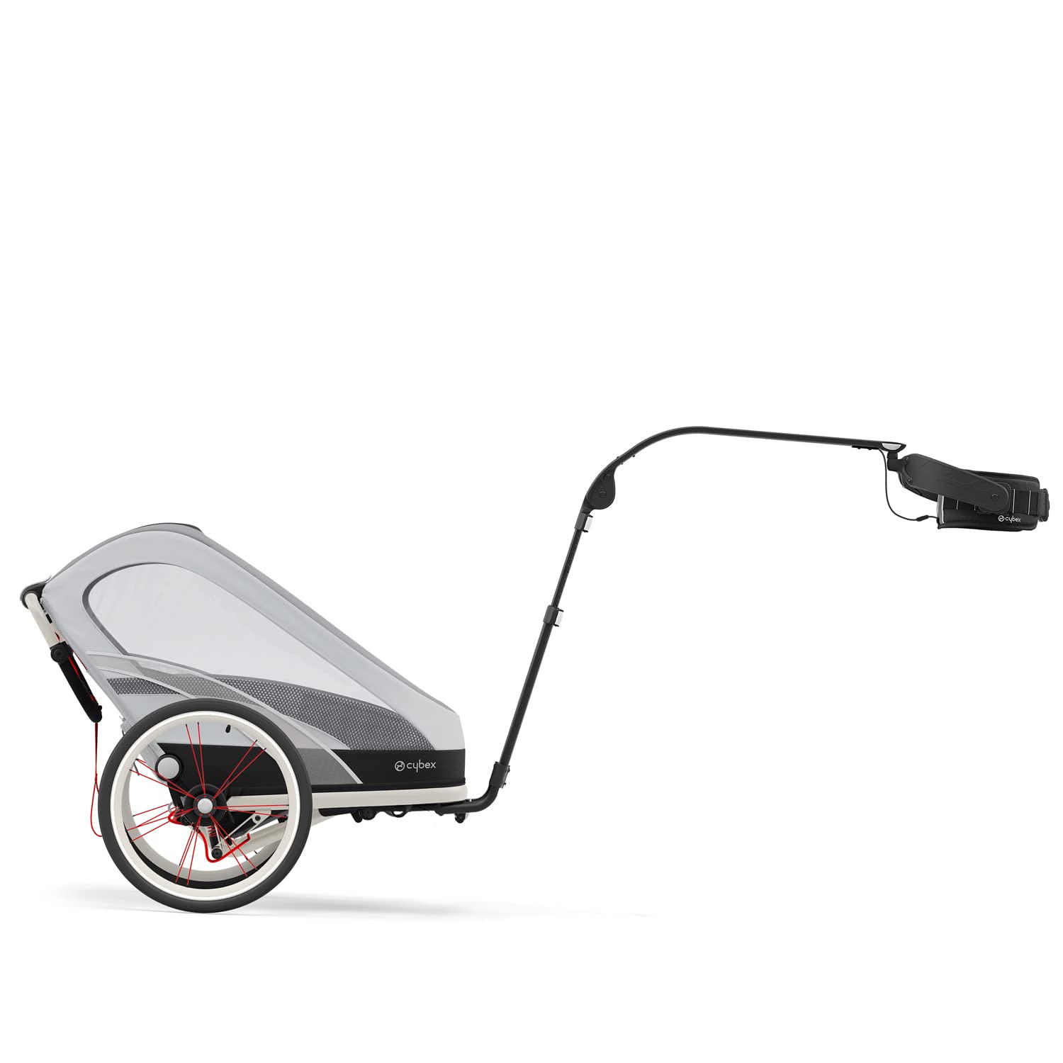 Cybex Hands-free Running Kit für Multisport-Anhänger ZENO, Inkl. Zugstange und Hüftgurt, Schwarz