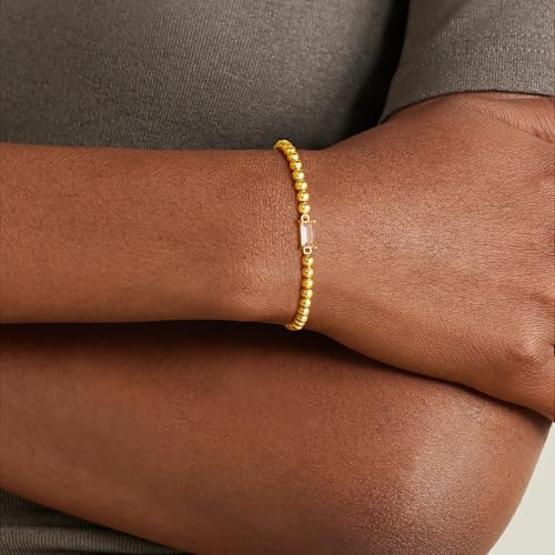 Yoosteel Dainty Birthstone Bracelet for Women Kids Teen Girls - 14K-Gold-Plated Beaded Stretch Bracelets Trendy Friendship Birthday Jewelry Gift for Teenage Girl Women - Image 4