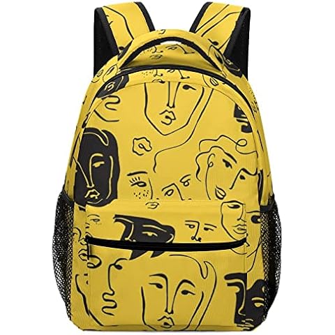 Female Face Modern Abstract Human Face Black Line Art Printed Laptop Backpack School Travel Backpack One Size Cover