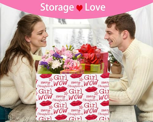 Image of Valentines Day Basket Large Foldable Heart Shaped Storage Box for Gifts Kids Empty Storage Bins Rectangular Toy Organizer Decor (Lips Snowflakes)