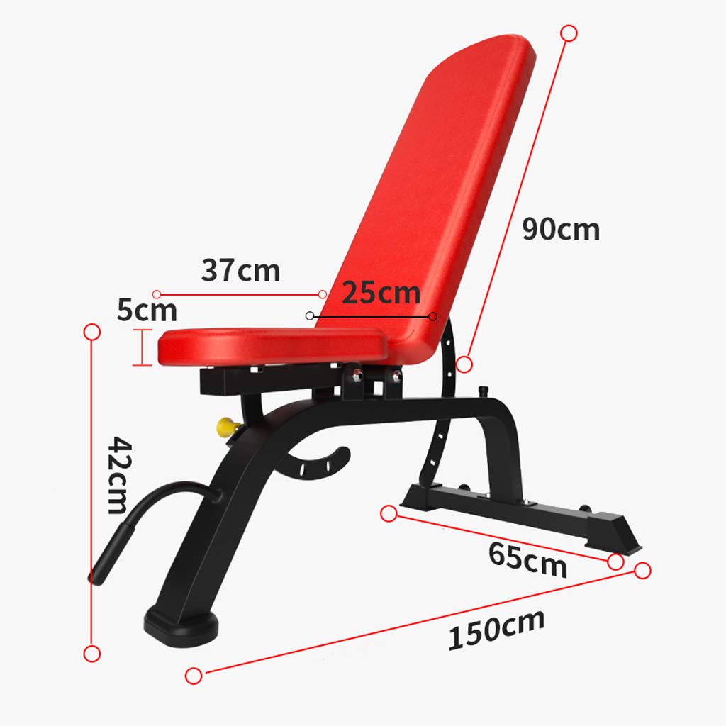N / A Panche pesiPanca con Manubri, Panca per Pesi Regolabile, Barre con Manubri per Sollevamento Pesi Sedile con Schienale, Tubi Addensati, Elevata capacità di Carico, Nero/Rosso(Color:style1)