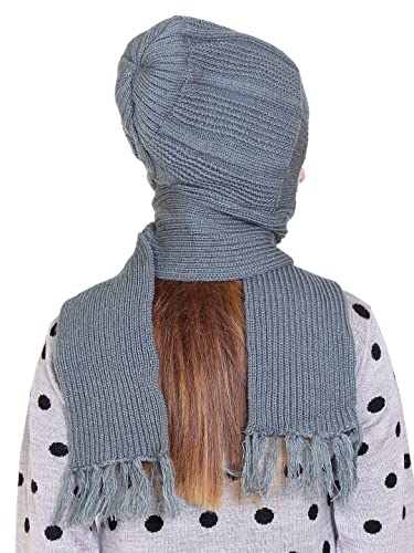 Image of Gajraj Unisex Soft Knitted Winter Warm Woolen Cap with Woolen Lovely Muffler|Fur Cap with Muffler