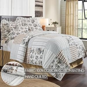 Vhc brands annie portabella floral patch twin quilt 68wx86l  urban country home decor