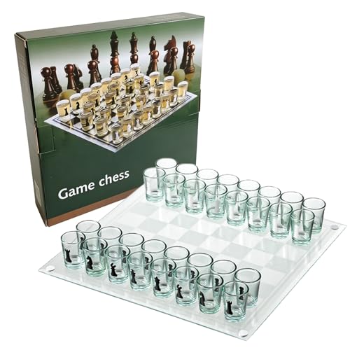 Jeu d'échecs à boire avec 32 verres shooters en verre pour plateau de fête
