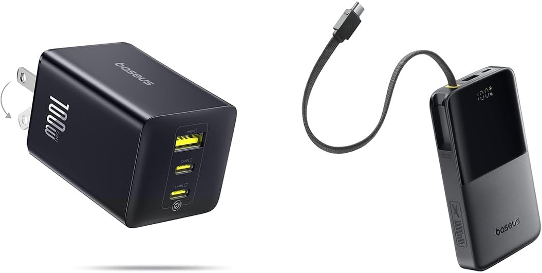 Baseus 100W USB C Charger and 22.5w 10000mah Portable Charger