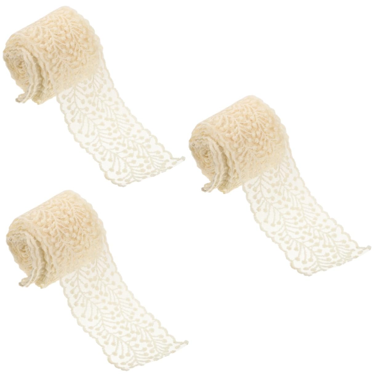TEHAUX 3rollos Cinta De Encaje Bordado Diy Ribete De Encaje Para Manualidades Metros De Adornos Para Accesorios De Cabello y Decoración De Ropa