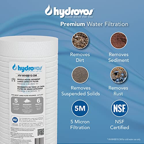 Hydrovos Hv-Whbb10-Prv Filter Housing With 5 Micron Sediment Filter For Whole House Water Filtration, 1” Nptf Port, Nsf Certified #TOP3
