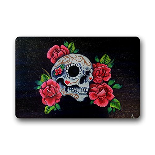 Doubee Custom Calavera diseño de Coco Felpudo Alfombra de Puerta Interior/Exterior de Goma Antideslizante Resistente 46 cmx76 cm, Tela, b, 18" x 30"