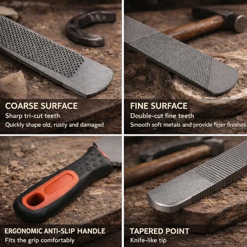 Image of 8 Inch Hoof Rasp,Farrier Rasp File,Horseshoe File with Rubber Handle,Farrier File Tool,Mini Rasp Hoof File Equine Hoof Rasp for Horses,Pig Hoof File,Goat Rasp