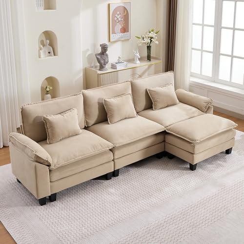 Image of URRED Oversized Modular Sectional Sofa,Solid Khaki:122 inch L Shaped