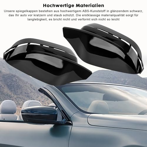 Spiegelkappen, Auto Rückspiegel Kappe Glänzend Schwarz Kompatibel mit BMW G20 G21 G28 G22 G23 G30 G38 G11 G12 G15 G16 Nur Modell mit linkem Ruder (1 Paar)