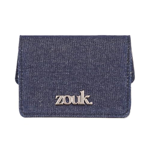 Image of ZOUK Tovi Mini Bag Wallet | Stylish Vegan Denim Crossbody Wallet for Women with Card Slots & Water-Resistant Lining | Handcrafted Small Sling Bag with Silver Chain Strap | Lakshadweep Azure